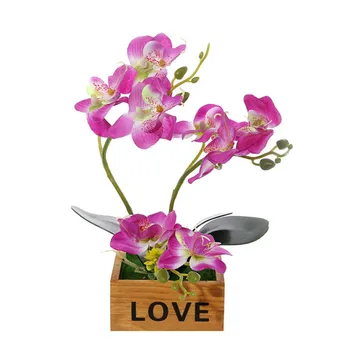 1 Komplektas Drugelis Orchidėja, Vazoninių Augalų Dirbtinio Šilko Gėlių Bonsai Medinis Vazonas Naujųjų Metų Vestuvių Namų, Sodo Puošmena