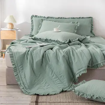 1 vnt čiužinys pad korėjos vientisos spalvos ilgą pagalvę giliai dygsnio dygsniuotas lovatiesė karalienė antklodė (užvalkalas nemokamai) antklodė