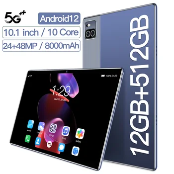 10.1 colių-2022 naujas 5G 12 gb tablet+512BG Android 12 full screen biuro telefonas 2-in-1 mobiliojo ryšio telefonas 8-core dual cardGPS+wifi+8000mAh
