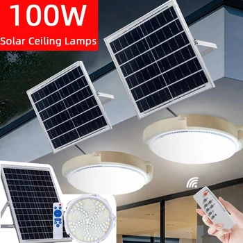 100/60W LED Saulės Šviesa Pakabukas, Šviesos, Lauko, Patalpų Saulės Energijos Lempa Linijos Koridoriaus Šviesos Sodo Puošmena