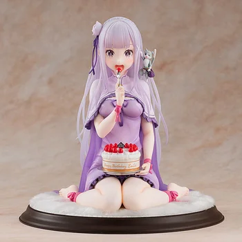 100% Originalas:Anime Re:Zero Emilijos gimtadienio tortas 13cm PVC Veiksmų Skaičius, Anime Paveikslas Modelis, Žaislai Pav Kolekcijos Lėlės Dovana