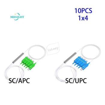10vnt 1x4 SC/UPC micro PLC Optinis splitter plieno vamzdis su aukštos kokybės FTTH