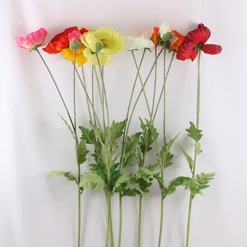 10vnt Modeliavimas 2Head Aguonos Gėlių, Vestuvių Gėlių Sienos Fone Apdaila Namo Kambarį Vaza Gėlių Išdėstymas Garliava