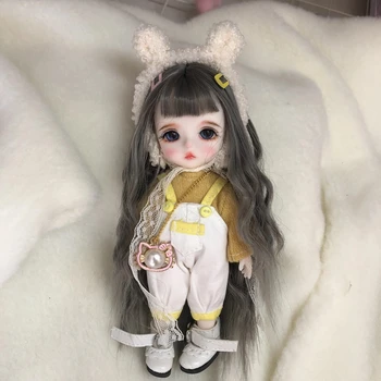 16cm Mados Mini Perukas BJD Doll Kilnojamojo Bendras Mergina Lėlės 3D didelėmis Akimis, Gražus, Mielas 