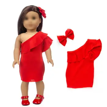 18 Colių Mergina Kalėdų Raudona Suknelė 43 Kūdikių S Žaislų, Drabužių Priedų Naujųjų Metų Kawaii Žaislas Drabužius L1m9