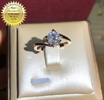 18K goldr žiedas 1ct DVVS moissanite Sužadėtuvių žiedas&Vestuvių Papuošalai su sertifikato 0065