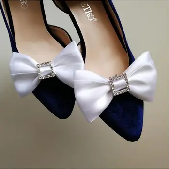 (1pair) Didelis versija aikštėje diamond bow kokybės vestuvių nuimamas batų sagtis