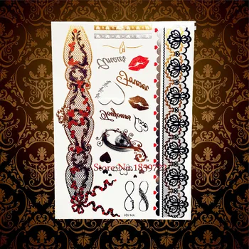 1PC Sexy Raudona Lūpų Dizainas, Flash Nuimamas Laikina Tatuiruotė Lipdukai Moterų HYH-101 Didelis auksinę Apyrankę 3D Akių, Lūpų, Tatuiruotės Pasta