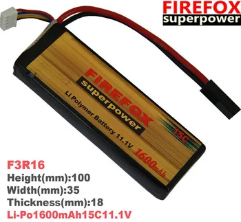 1pcs 100% Originalus FireFox 11.1 V 1600mAh 15C Li Po AEG Airsoft Baterija F3R16 Lašas laivybos