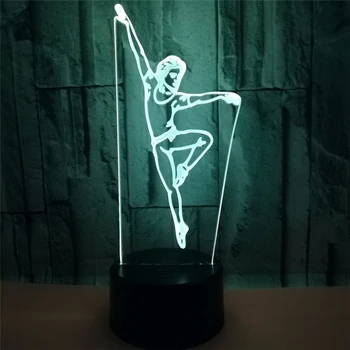 2018 Kūrybos Šokiai 3D LED Nakties Šviesos Akrilo 7 Spalvų LED Šokiai Miegamojo Lempa Namų Decaration Žibintai Vaikų Dovanų