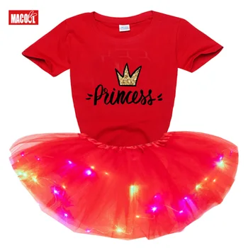 2020 Naujas Vasaros Rudens Vaikams Mergaitėms trumpomis Rankovėmis T-shirt + Šviesos Suknelė 2vnt Drabužių Rinkiniai Baby Girl Drabužiai Tiktų Kalėdų Dovana
