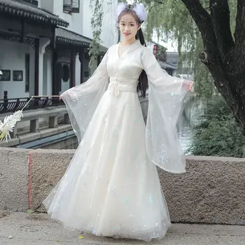2022 originalus Hanfu moterų senovės stilius platus rankovėmis pasakų sijonas patobulinta versija suknelė senovės kostiumas liaudies šokių pasakų kostiumas