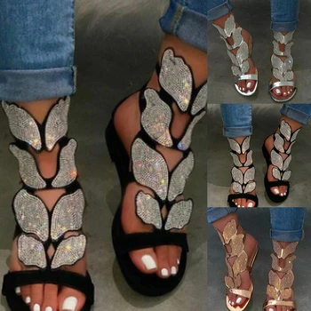 2023 Vasarą Naujas Kalnų Krištolas Batų Mados Batai Lengvi Neslidžios Ponios Mados Skaidrus Dizaineris Moterų Sandalai Plokščiadugnis
