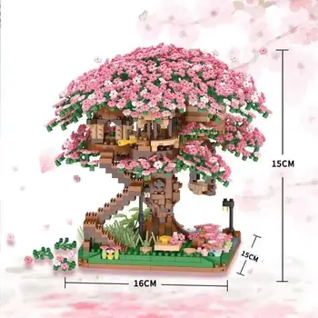 2138pcs Mini Sakura Medžio Namas Blokai Japonijos 