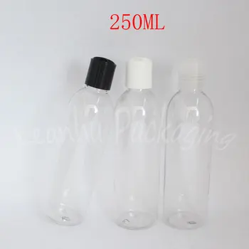 250ML Skaidrios, Apvalios Pečių Plastikinių Butelių , 250CC Tuščias Kosmetikos Konteinerių , Losjonas / Tonerio Sub-išpilstymo į butelius ( 25 PC 