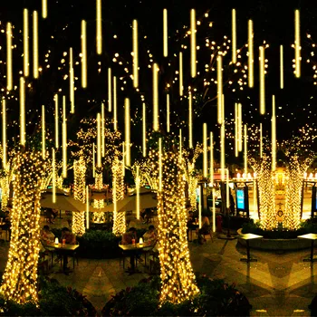 2vnt 16 Vamzdžiai Meteoras Dušas Lietaus LED String Žiburiai Kalėdų Dekoracijos, Lauko Gatvės Girliandą Vestuvių Pasakų Sodo Dekoro 2023
