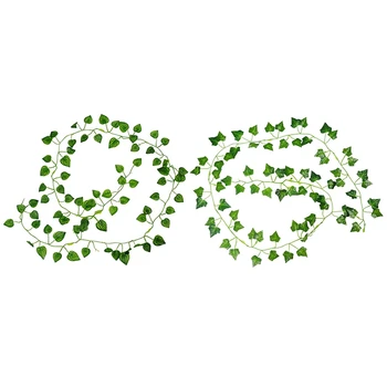 2vnt 2M Ilgio Dirbtiniai Augalai Žalios Gebenės Lapų Dirbtinės Vynuogių Vynuogių Netikrą Parthenocissus Lapai Lapai Namų Vestuvių Juostoje Decora