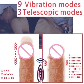 3 In 1 Teleskopinis Šildymo Vibruojantis Dildo Ilgis Reguliuojamas Nuotolinio Valdymo Vibratorius G Spot Massager Sekso žaislai Moterims, Seksualus Parduotuvė