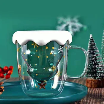 300ML dvisluoksnį Stabdžių Nusiplikymas Stiklo Kalėdų Eglutė Žvaigždėtas Dangus Kavos Puodelis Pusryčiai Pieno Puodelis Namų DAG-laivas