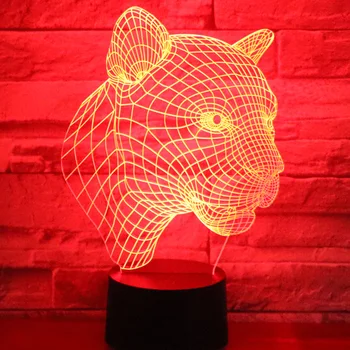 3D LED Nakties Šviesos Leopard pusėje su 7 Spalvų Šviesos Namų Puošybai Lempos Nuostabi Vizualizacijos Optinė Iliuzija Nuostabus