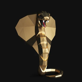 3D Popieriniai Akis Karalius Gyvatė Dominuojančių Gyvūnų Ornamentais, Popieriniai, Dekoratyvinis Rekvizitai PASIDARYK pats Geometrinis Origami Popieriaus Skulptūra