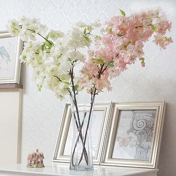 4 šakutės su lapais Modeliavimas cherry blossom vestuvių apdaila namo apdaila, dirbtinis flowerssilk gėlės dirbtiniais gėlės