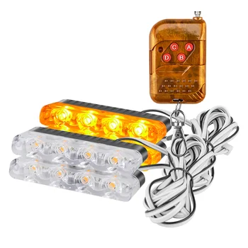 4pcs 12V Automobilio Grotelių Strobe Šviesos Galva, LED Mini Flash Lempa Dieniniai Žibintai Policijos Pagalbos Įspėjimas, Mirksi Šviesos Signalas