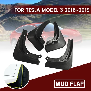 4Pcs/Set Automobilių Purvo Atvartais, Priekyje gale Mudguard Splash Apsaugai Sparnas Mudflaps Už Tesla Modelis 3. 2016 m. 2017 m. 2018 m. 2019 m.
