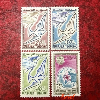 4Pcs/Set Naujas Tunisas Pašto Antspaudo 1961 M. Balandžių Žemės Žemėlapį Graviravimas Pašto Ženklų MNH