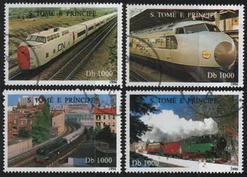 4Pcs/Set San Tomė ir Prinsipė Pašto Ženklų 1996 Modernūs Traukiniai, Naudojami Rašyti, Pažymėtos Pašto Ženklų Kolekcionavimas