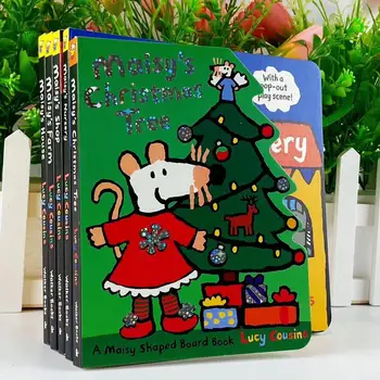 5 knygų Maisy pelės 3D scena valdybos knyga anglų paveikslėlį knyga baby vaikų IQ EQ praktikos Darželio/Ūkio/Namų/Shop Kalėdų eglutė