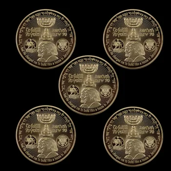 5 Vnt / Set Donald Trump Auksą, Sidabrą, Monetų Karalius Kyras Žydų Šventyklos Jeruzalėje Izraelio Koziris Moneta Monetas Kolekcionieriams
