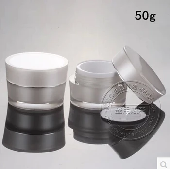 50G baltos spalvos AKRILO kūgio formos grietinėlės indelį ,plastikiniai, baltos spalvos kosmetikos konteinerių,akrilo 50g tuščias Kosmetikos Pakuotės