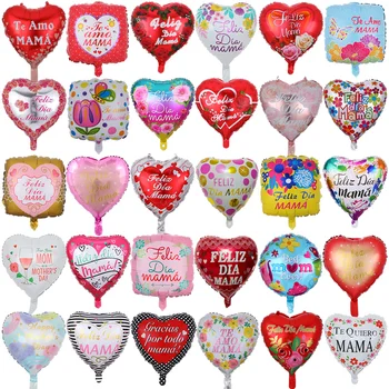 50pcs 18inch širdies formos Motinos dieną, balionus, dovanas MAMA ispanijos spausdinti folija globos helio Motinos dieną šalies apdaila