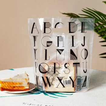 50pcs/daug aukštos kokybės sustorėjimas skaidrus raidžių nešiojamų plastikiniai maišeliai,duonos kepimo pyragai nešiojamų maisto pakavimo krepšiai