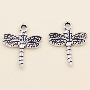 50pcs Europos Stiliaus Tibeto Sidabro Gyvūnų Dragonfly Žavesio 