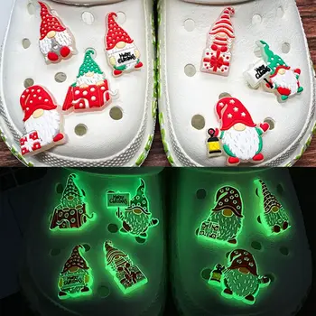 50pcs Šviesos Santa Claus Sodo Noctilucent Batai Aksesuarai Kalėdų PVC Batų Papuošimai Tinka Croc Jibz Žavesio