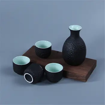 5vnt Senovinių Keramikos Sake Puodą Puodelių Rinkinys Japonų Stiliaus Hip Kolbos Namų Virtuvės, Biuro Flagon Alkoholiniai gėrimai Taurės Drinkware Kūrybos Dovanos
