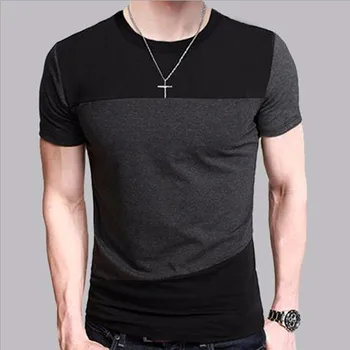 7752-T-trumparankoviai marškinėliai, vyriški ploni vasaros apvalios kaklo vientisos spalvos pusė rankovėmis atsitiktinis slim madinga viršų