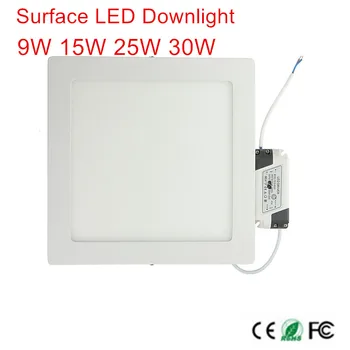 9W 15W 25W 30W Aikštėje Led Panel Šviesos Paviršiaus Sumontuoti šviesos diodai (led Downlight lubų žemyn AC85-265V lampada led lempa su LED Driver
