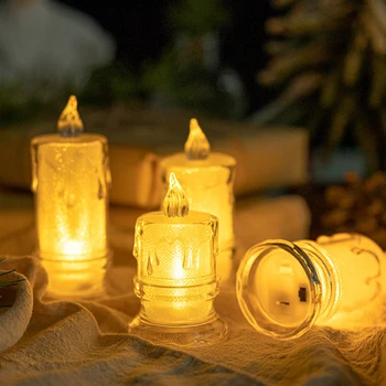 Akrilo Flameless LED Žvakių Šviesos Modeliavimo Darbalaukio Papuošalų Elektroninė Naktį Lempos Arbata Šviesos Namuose Šalis, Vestuvių Dekoravimas
