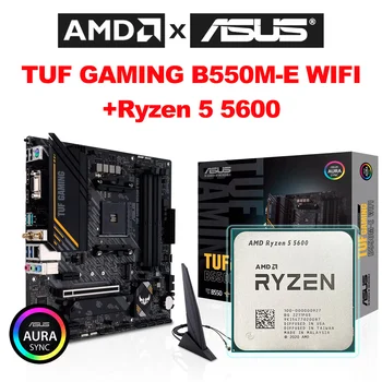 AMD Naujos Ryzen 5 5600 + ASUS TUF ŽAIDIMŲ B550M-E WIFI Plokštė Micro ATX 128GB Lizdas AM4 DDR4 Paramos AMD Ryzen CPU placa mae