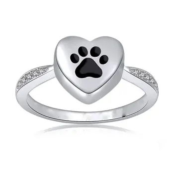 Amžinai Mano Širdyje Kremavimo Balsuokite Žiedas Paspaudę Mylimi Augintiniai, Šunų Pelenų Moterų Piršto Žiedą Atminimo Papuošalai