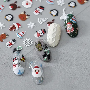 Animacinių filmų mielas trimatis 5D nagų papuošalai ornamentuotas lipnios nagų lipduką papuošalai Kalėdų vaikų dovana dovana