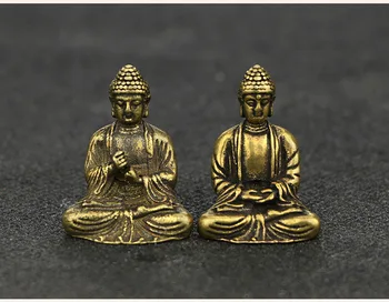 antikvariniai Rankų darbo Žalvario Budos statula pav Tathagata amatų kambarį ornamentu Miniatiūriniai darbastalio apdaila priedai a3552