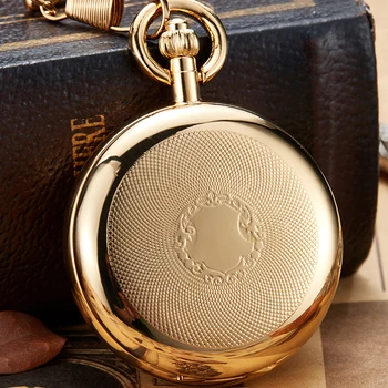 Antikvarinių ir Senovinių romėnišką Aukso Mechaninė Kišeninio Laikrodžio Vyrų Steampunk Skeletas Prabanga Graviruoti Fob Grandinės Laikrodis Vyrams часы