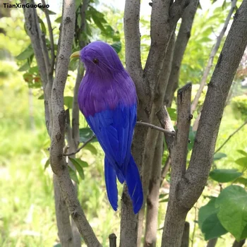 apie 12cm modeliavimas violetinė&blue bird sunku modelio prop polietileno&plunksnų paukštis,rankdarbių namų, sodo puošmena dovana s1074