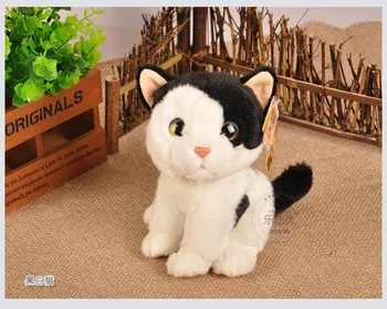 apie 18cm modeliavimas black&white cat pliušinis žaislas tupint katė minkštos lėlės, vaikų žaislų metu Kalėdų dovana 0743