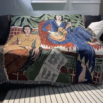 Atsitiktinis Antklodės Kilimų Apdailos Gitara moteris Matisse kiliminė danga, Sofa Laisvalaikio Kilimų Vieno Gobeleno Sofa, Antklodė, Antklodės Mesti