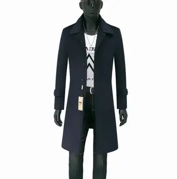 Atsitiktinis vilnoniai paltai vyrams tranšėjos paltai ilgomis rankovėmis Vieną krūtinėmis mėlyna 9XL paltas mens kašmyro paltai casaco masculino anglija